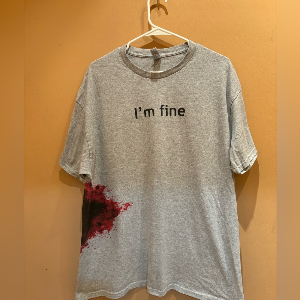 I’m Fine Graphic Novelty Sport Grey T-Shirt Size XL